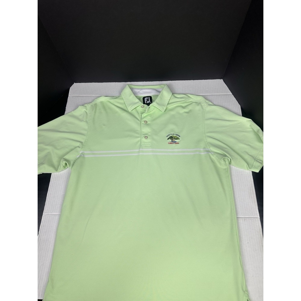 Footjoy US Open Torrey Pines Polo Golf Shirt Mens Size M Green Polyester Stretch